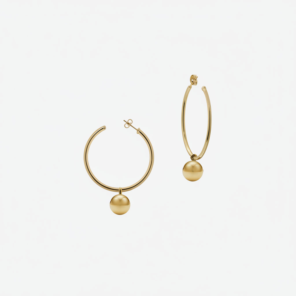 Lulu Dangle Hoop Earrings | Gold Vermeil
