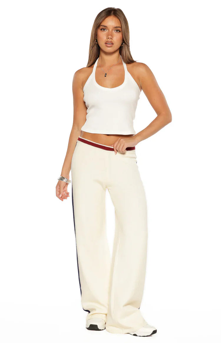 Luna Knit Jacquard Track Pants | Cream