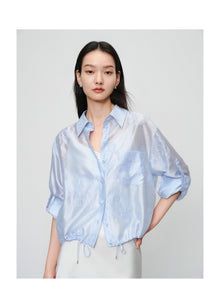 Lustrous Shirt Top | Blue