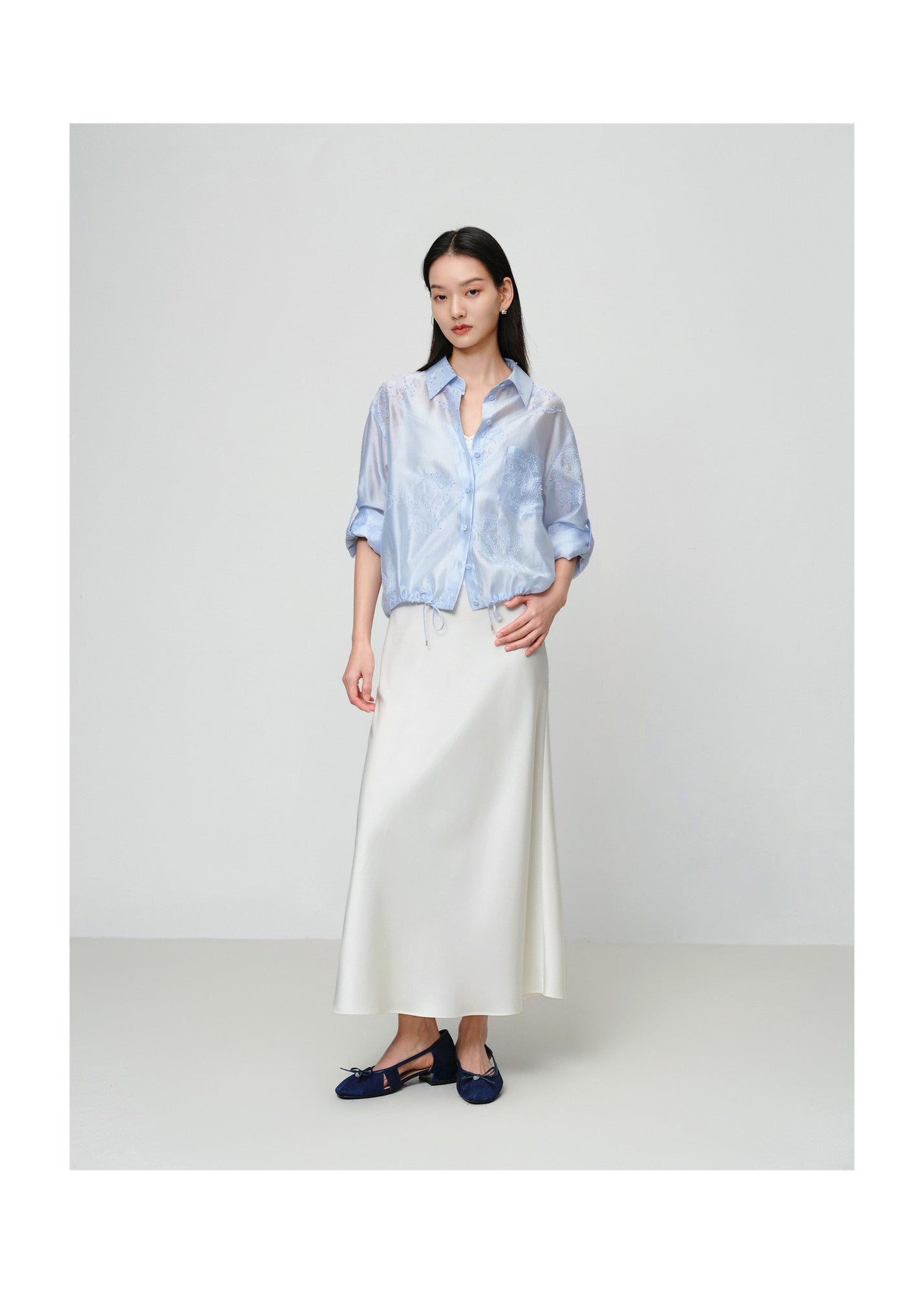 Lustrous Shirt Top | Blue