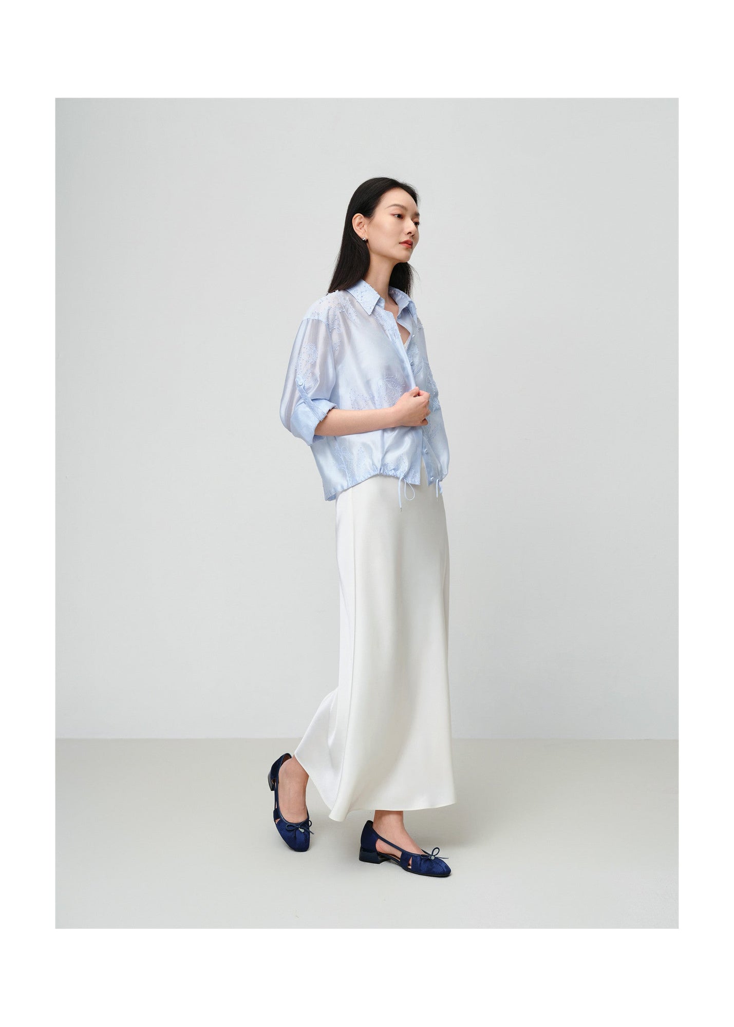 Lustrous Shirt Top | Blue