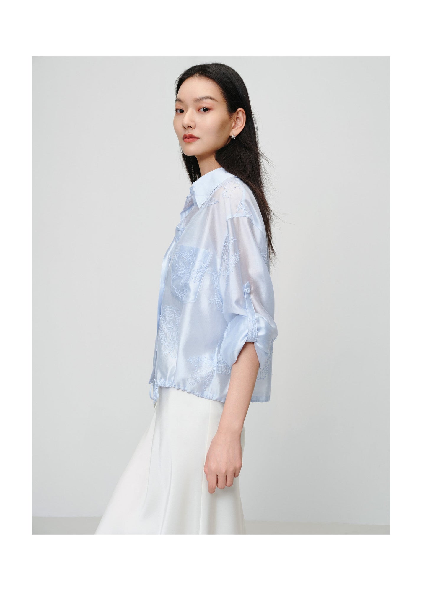 Lustrous Shirt Top | Blue
