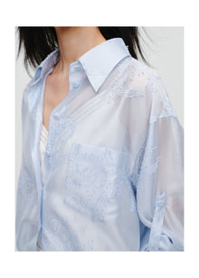 Lustrous Shirt Top | Blue