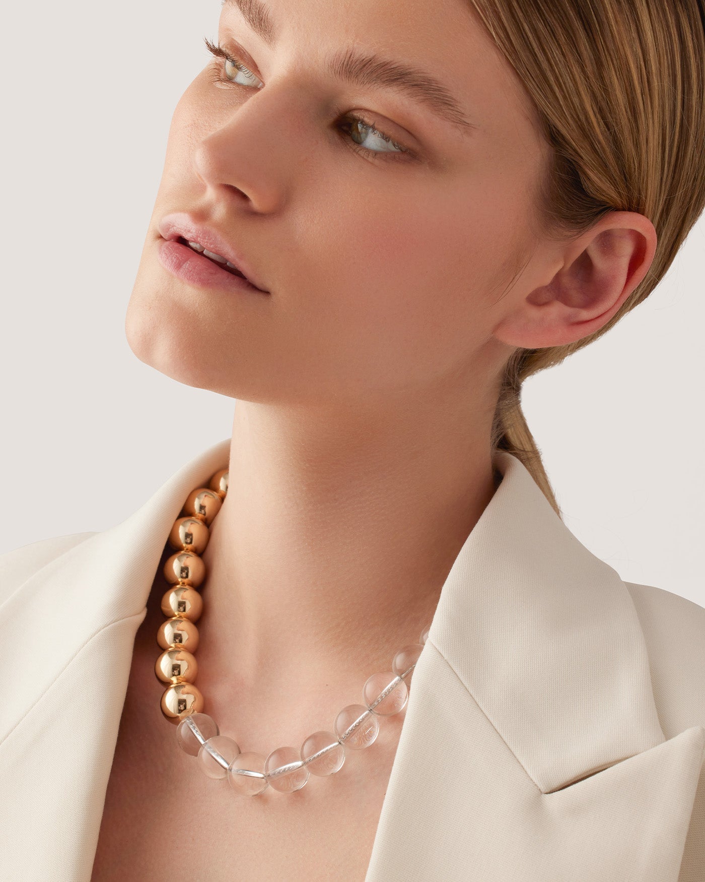 Glass Beads | Lyra Necklace | Gold Tone Dipped Brass