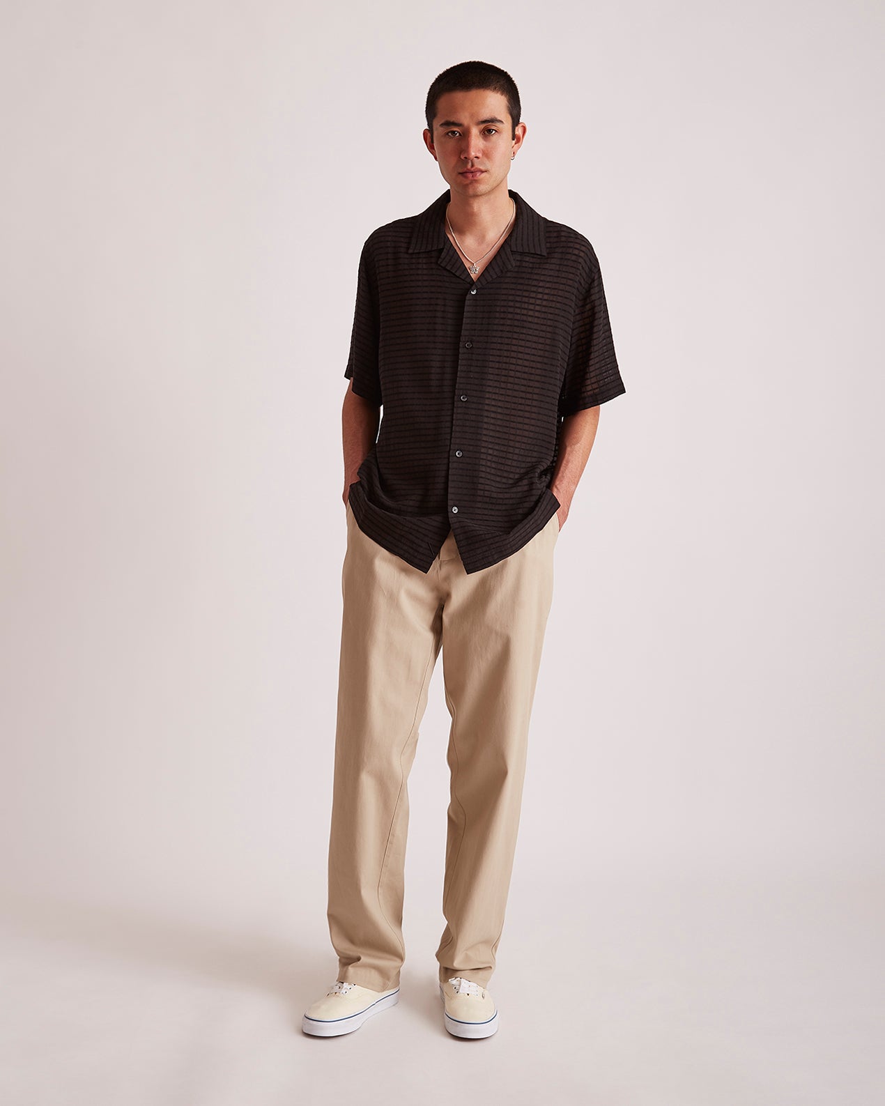 Mens | Canty Sheer Check SS Shirt | Black