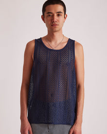 Navy | Gabriel Cotton Lace Tank