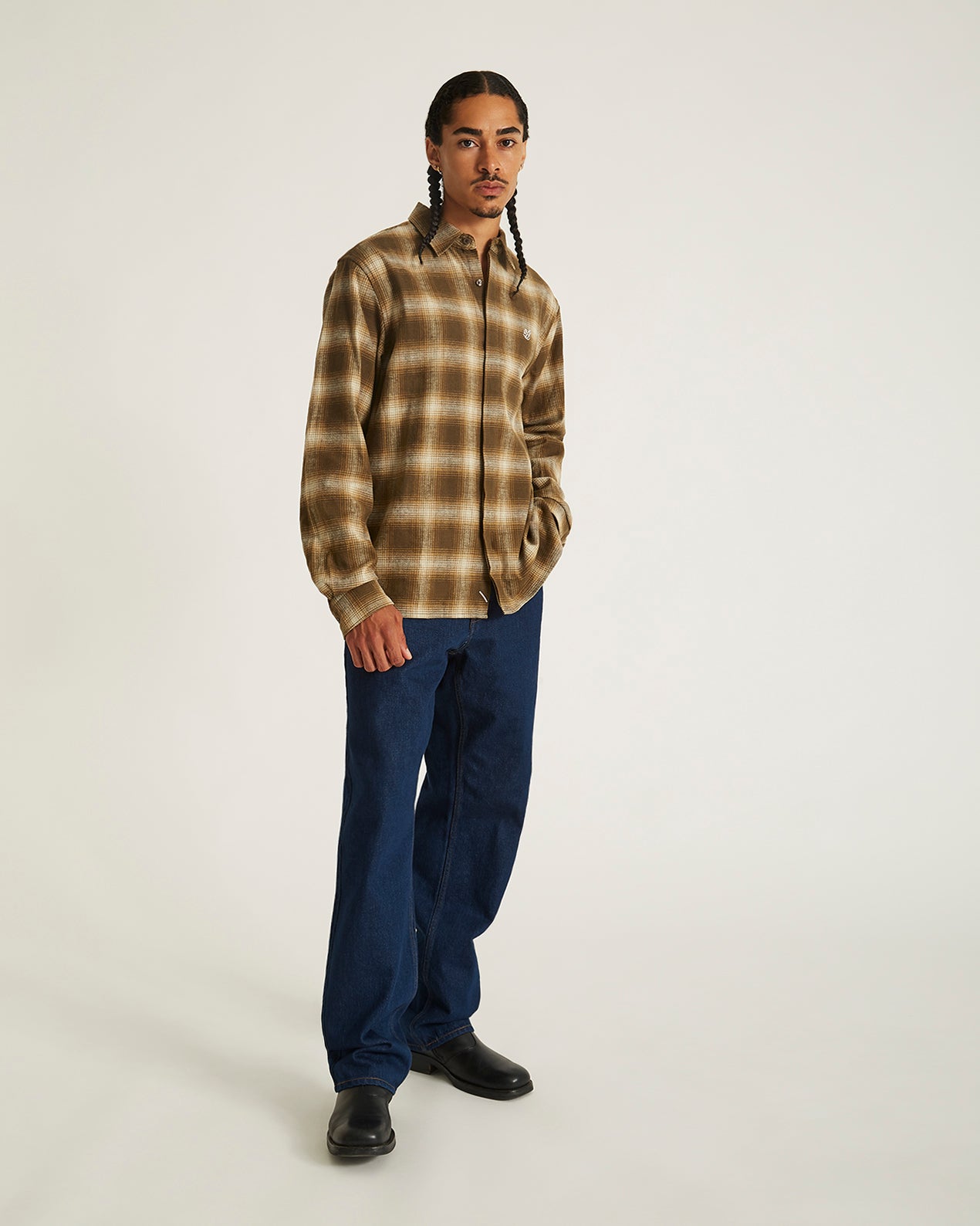 Coffee Bean | Mickey Cotton Linen Long Sleeve Shirt