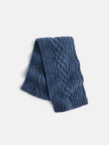 Unisex | Fisherman Cable Scarf | Donegal Wool Heather Navy