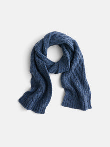 Unisex | Fisherman Cable Scarf | Donegal Wool Heather Navy