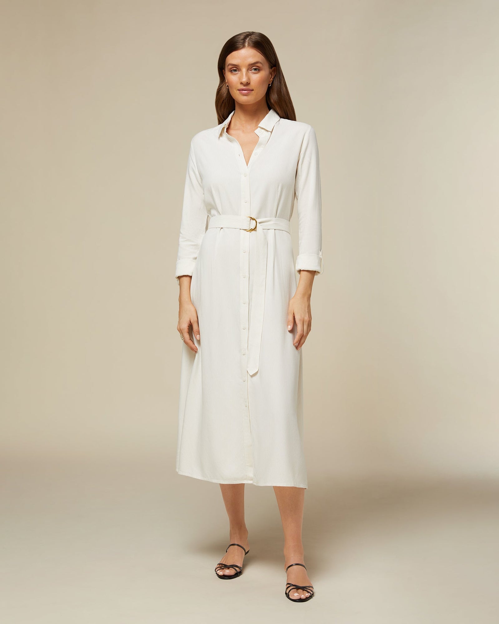 Midi Shirt Dress | Nude