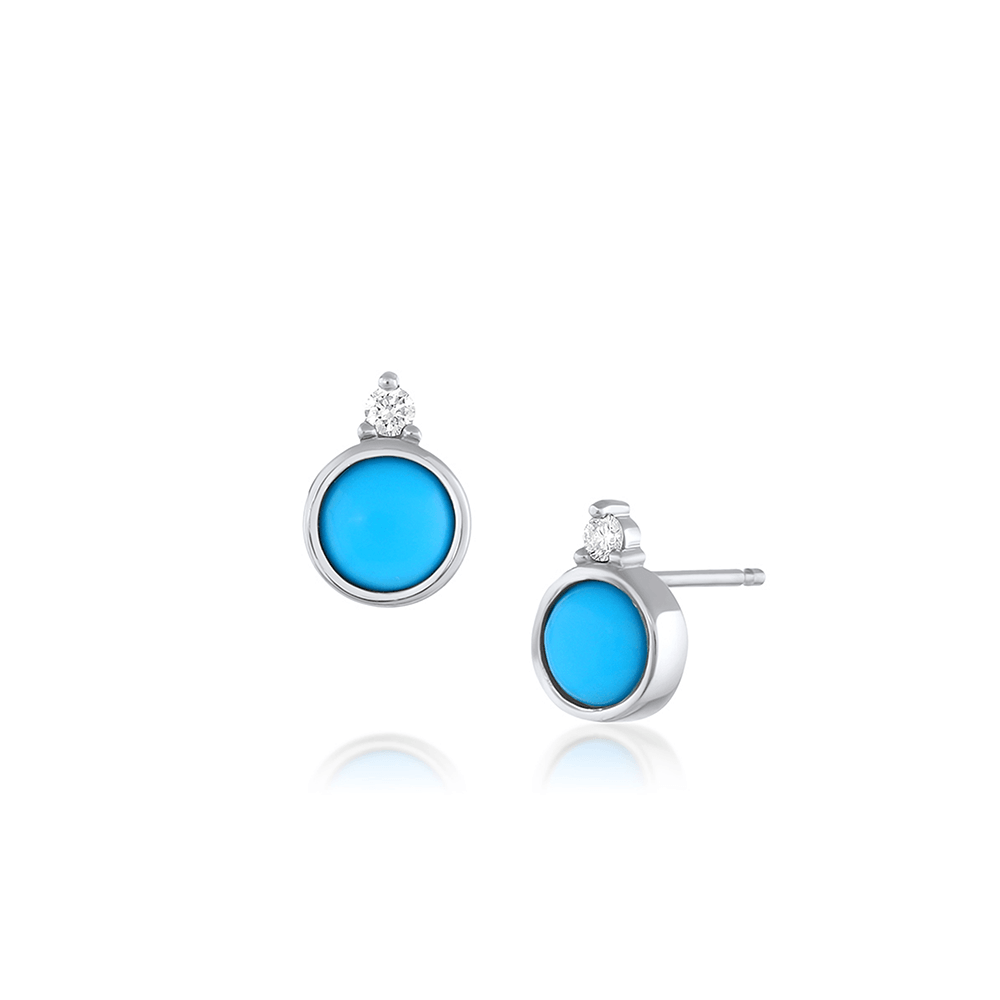 Women | Turquoise Andromeda Studs | 14k White Gold