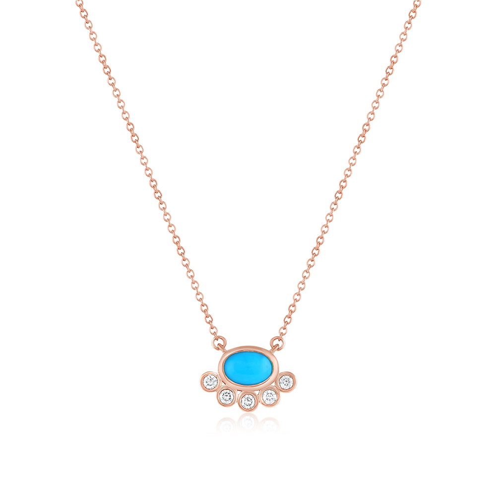 Women | Apollonia Turquoise Bezel Necklace | 14k Rose Gold