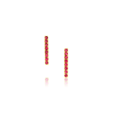 Women | Ruby Pavé Bar Studs | 14k Yellow Gold