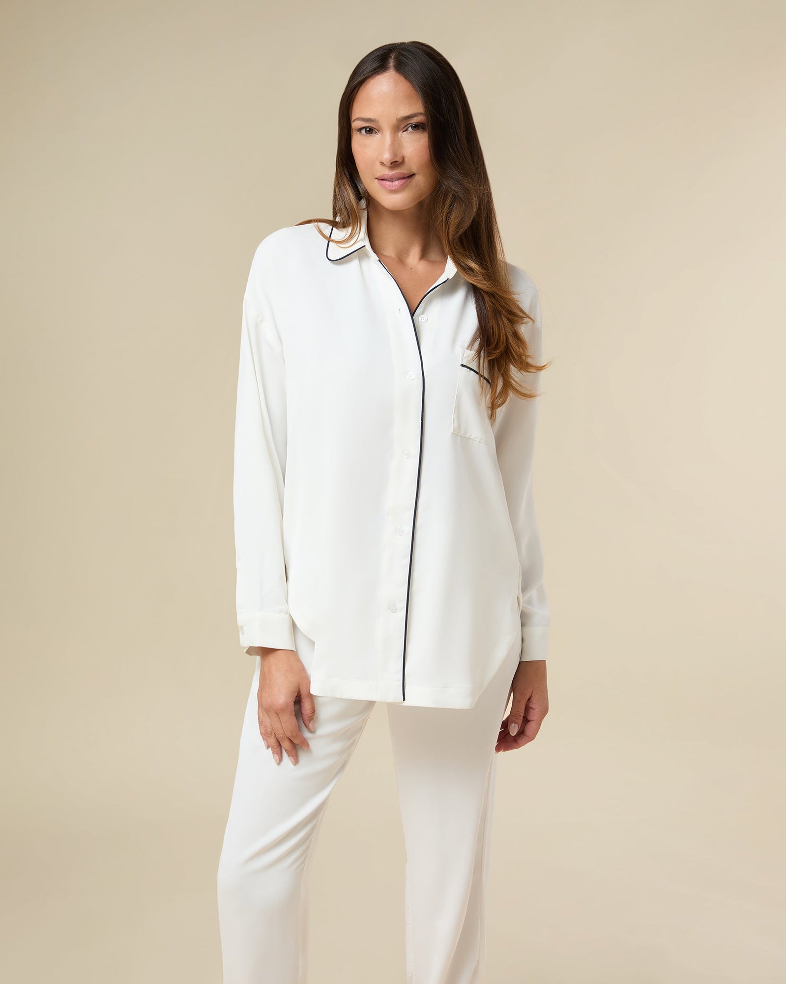 Long Sleeve Pajama Top | White