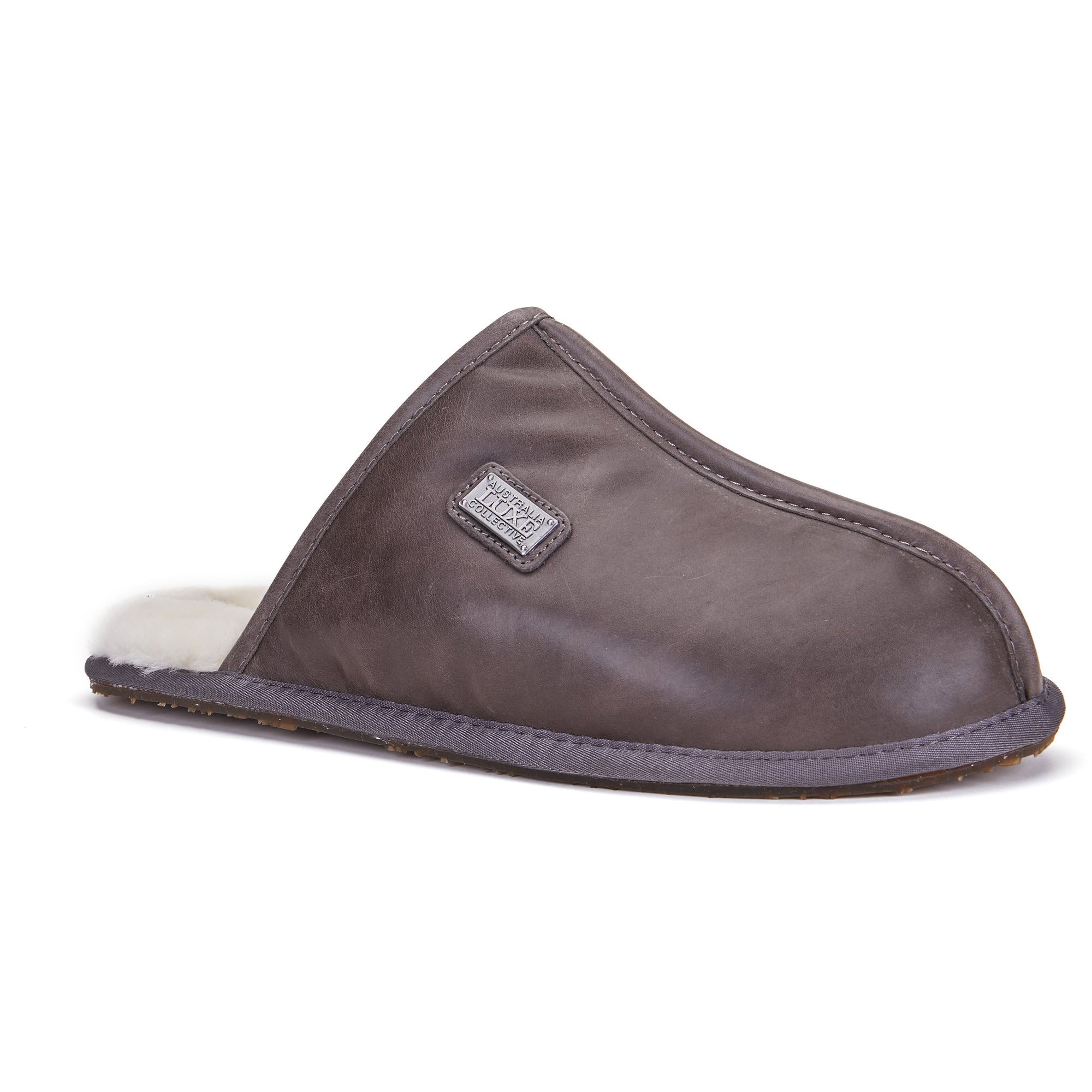 MENS CLOSED MULE LEATHER GRAY - Australia Luxe Collective