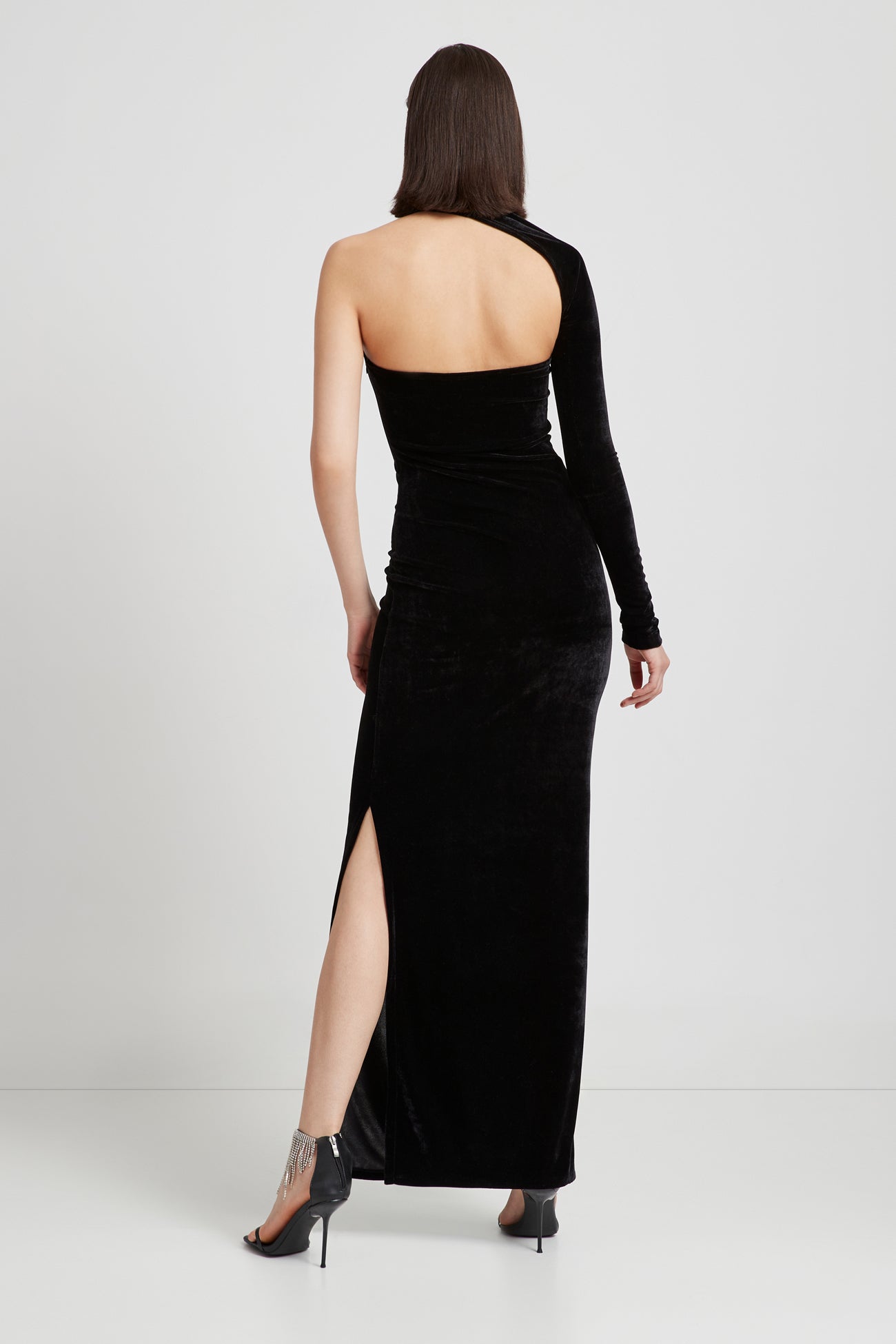 Manhattan Velvet Slit Gown | Black Velvet