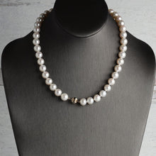 AAA Quality Round Strand Necklace | 14K Yellow Gold | White Freshwater Pearl10mm - 11mm