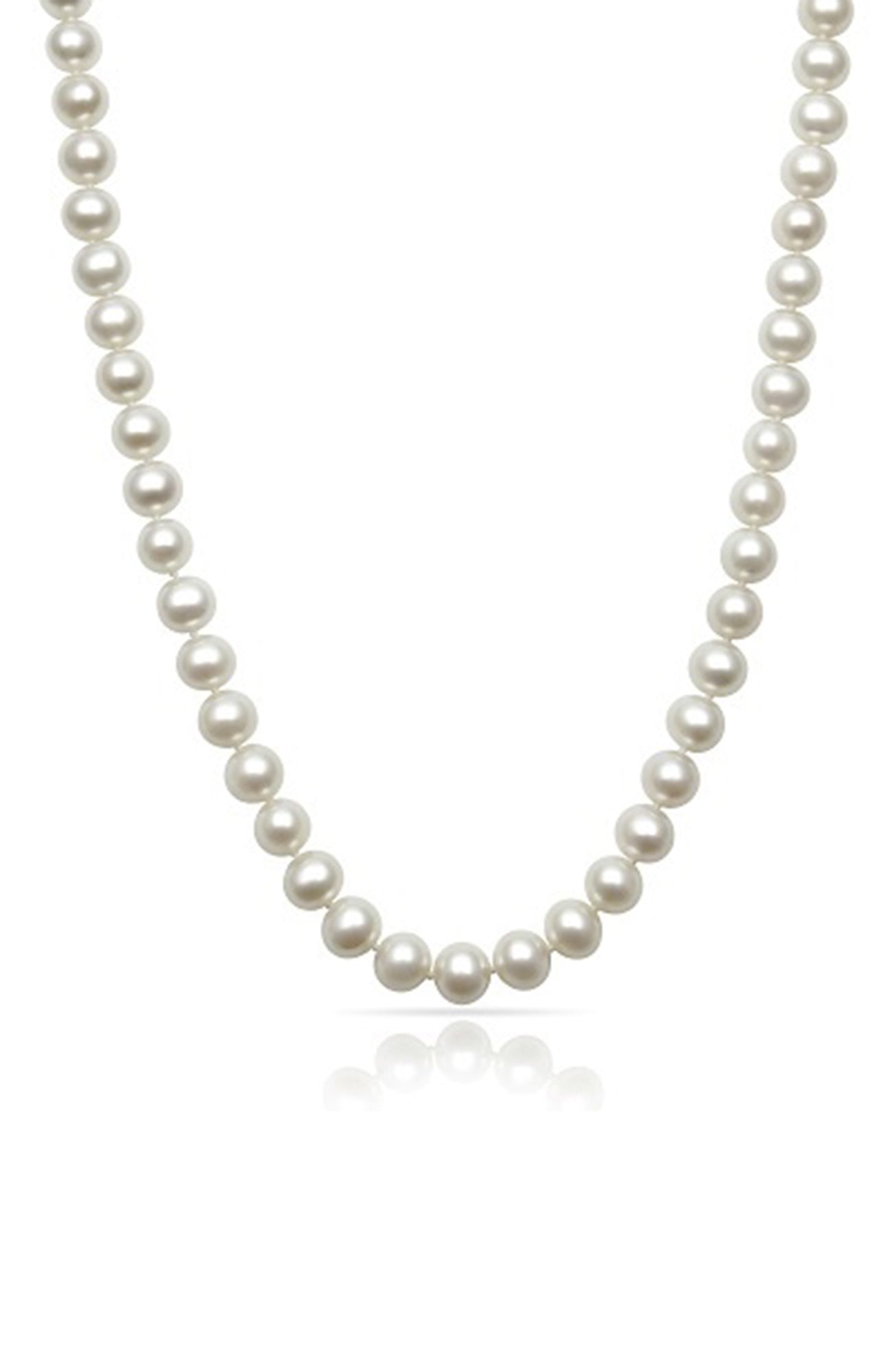 Round Strand Necklace | 14K Yellow Gold | White Freshwater Pearl | 8mm - 9mm