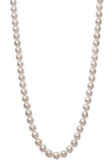 AAA Quality Round Strand Necklace - I | 14K White Gold | White Freshwater Pearl | 7mm - 8mm