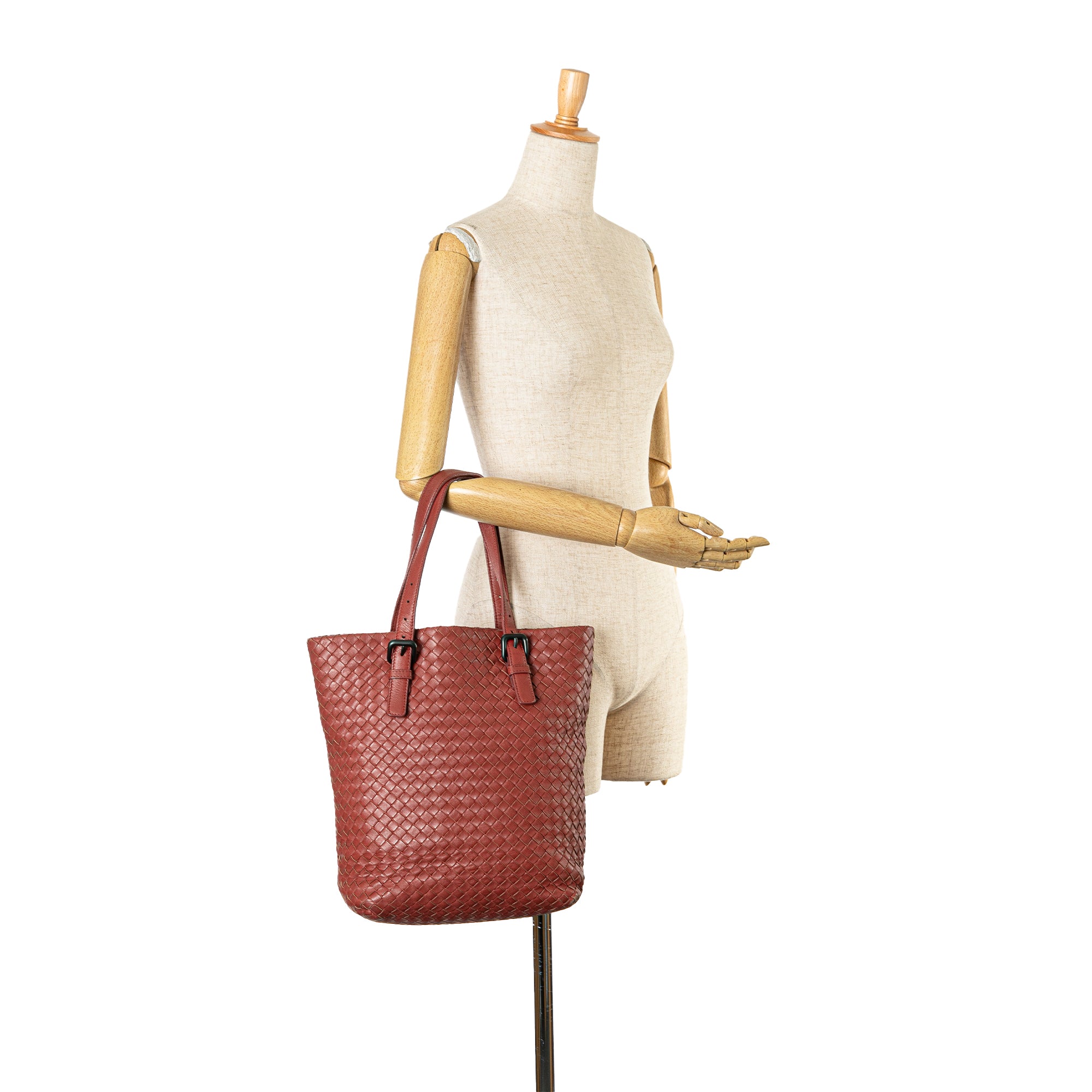 Bottega Veneta | Pre-Owned Intrecciato Tote | Red/Indian Red