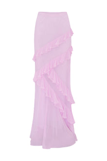 Mitnessa Chiffon Ruffle Maxi Skirt | Soft Lilac