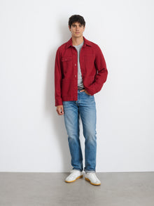 Unisex | Garment Dyed Work Jacket | Recycled Denim Dark Crimson