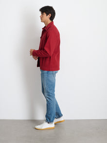 Unisex | Garment Dyed Work Jacket | Recycled Denim Dark Crimson