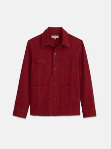 Unisex | Garment Dyed Work Jacket | Recycled Denim Dark Crimson