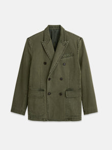Men | Double Breasted Blazer | Bedford Cotton Washed Olive