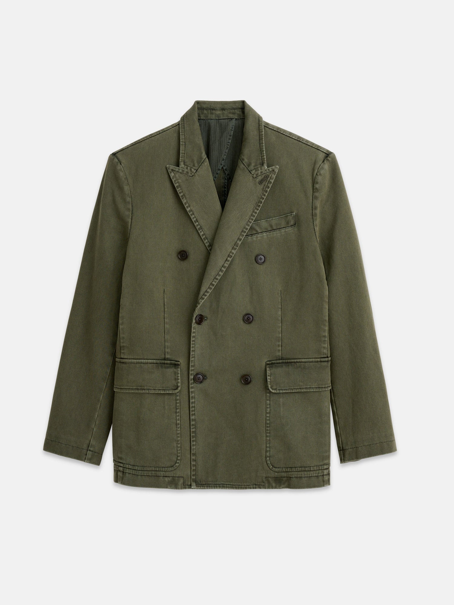 Men | Double Breasted Blazer | Bedford Cotton Washed Olive