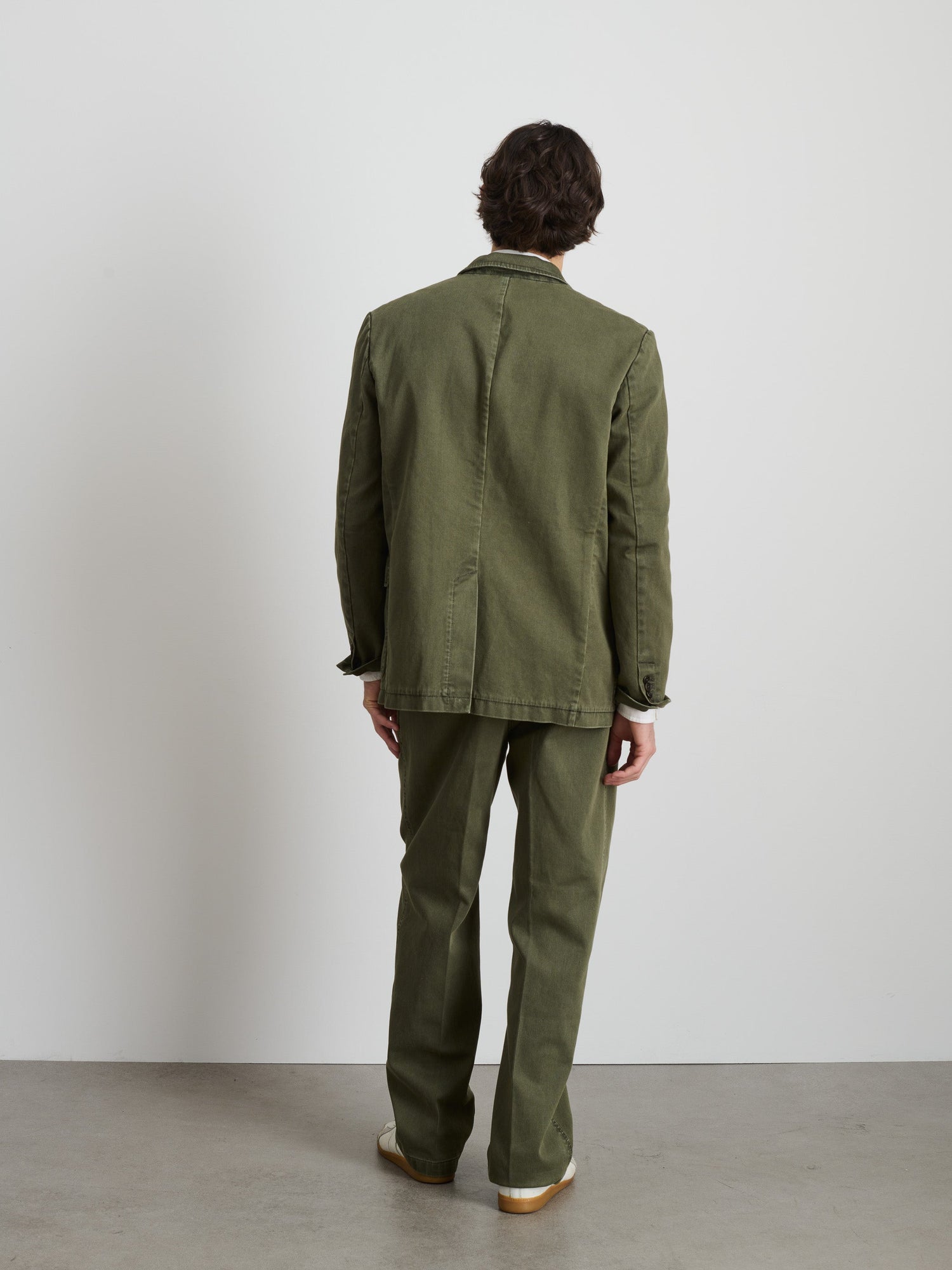 Men | Double Breasted Blazer | Bedford Cotton Washed Olive