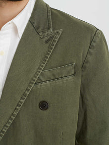 Men | Double Breasted Blazer | Bedford Cotton Washed Olive