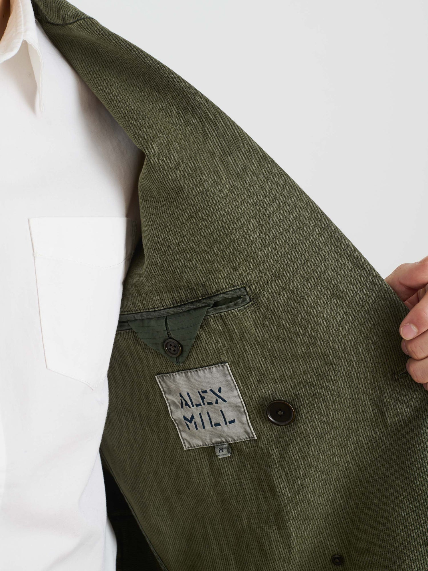 Men | Double Breasted Blazer | Bedford Cotton Washed Olive
