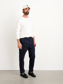 Men | Long Inseam Standard Pleated Pant | Chino Dark Navy