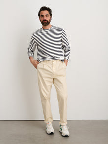 Men | Long Sleeve Striped Tee | Natural x Navy
