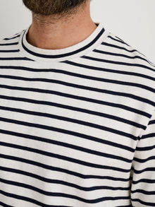 Men | Long Sleeve Striped Tee | Natural x Navy