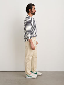 Men | Long Sleeve Striped Tee | Natural x Navy