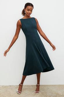 Front image of a woman wearing the Gabriella Dress in Deep Sea | Exclude | Grid