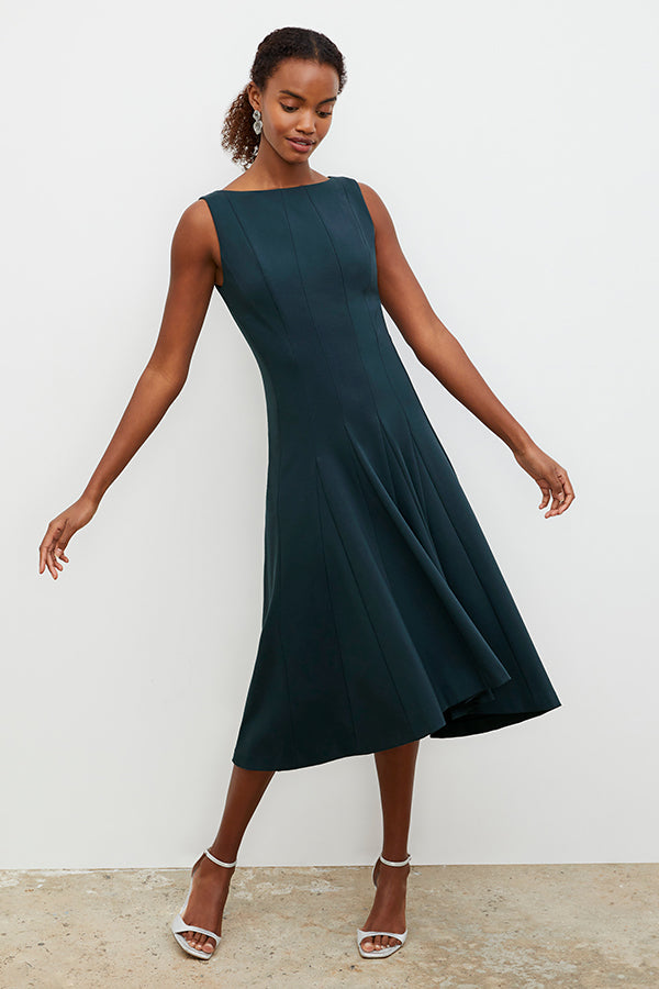 Front image of a woman wearing the Gabriella Dress in Deep Sea | Exclude | Grid