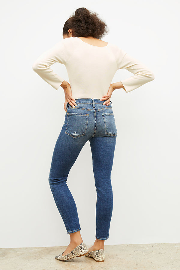 back image of a woman wearing the Joya Top in Cream | Exclude