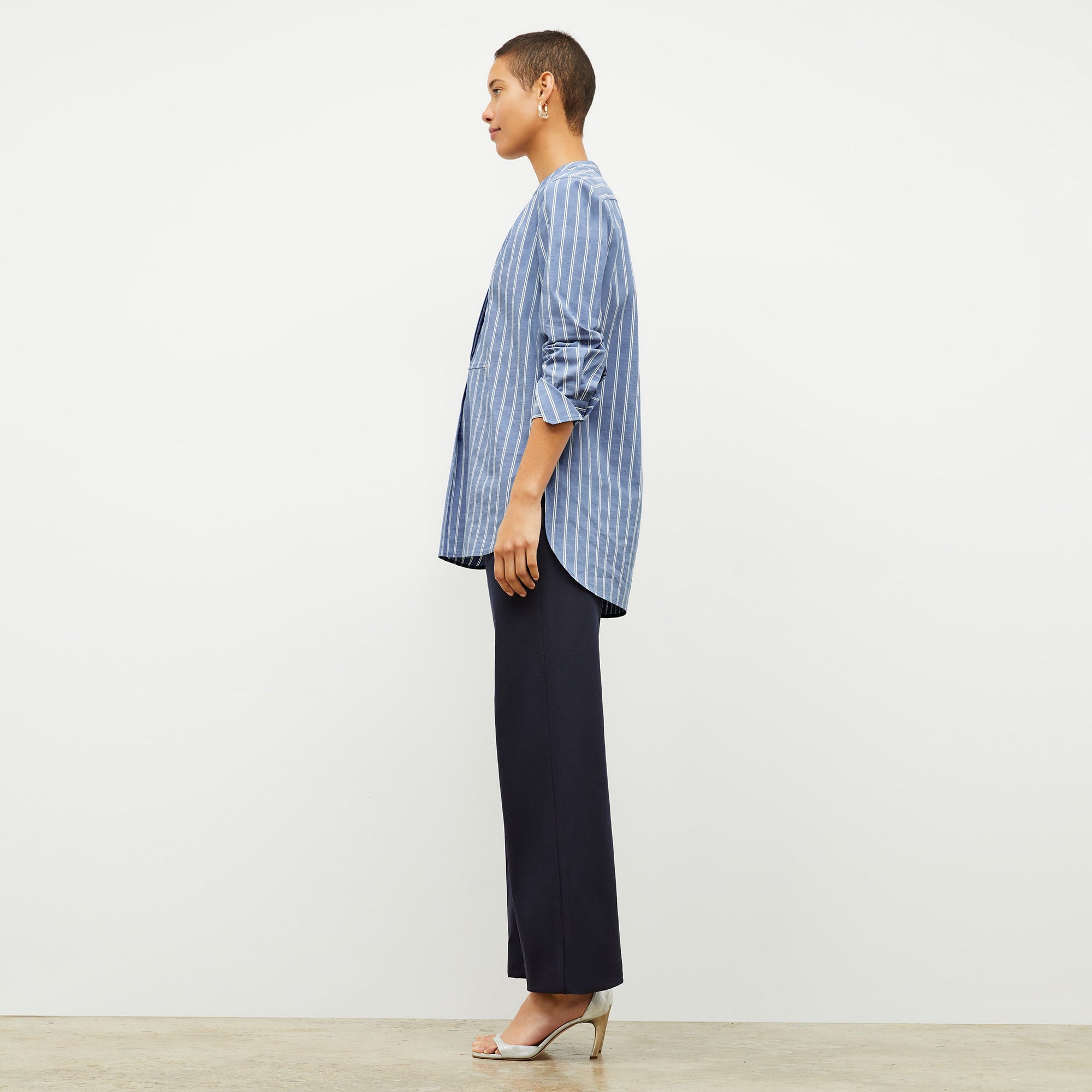 Front image of a woman standing wearing the Milo Jean in ink | Exclude