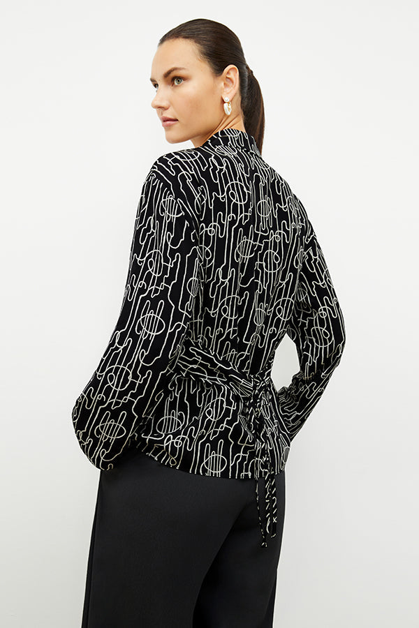 front image of a woman wearing the alyssa jacket in symphony print | Exclude