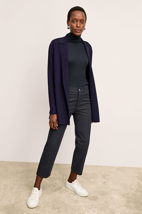 Front image of a woman wearing the Merritt Jardigan in Navy | Exclude