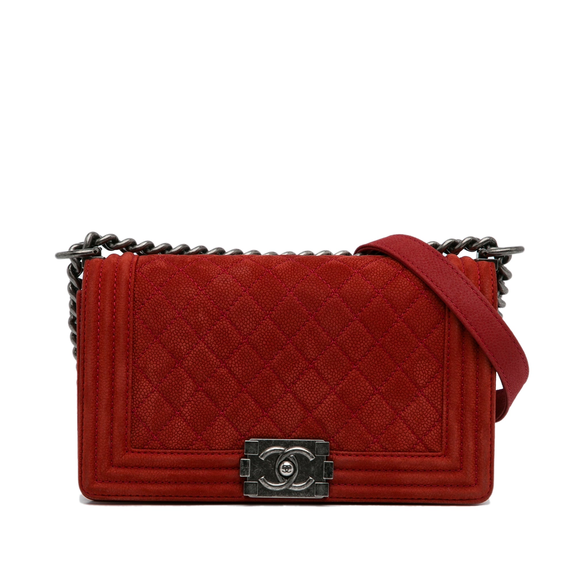 Chanel | Pre-Owned Old Medium Quilted Caviar Boy Flap - II | Red