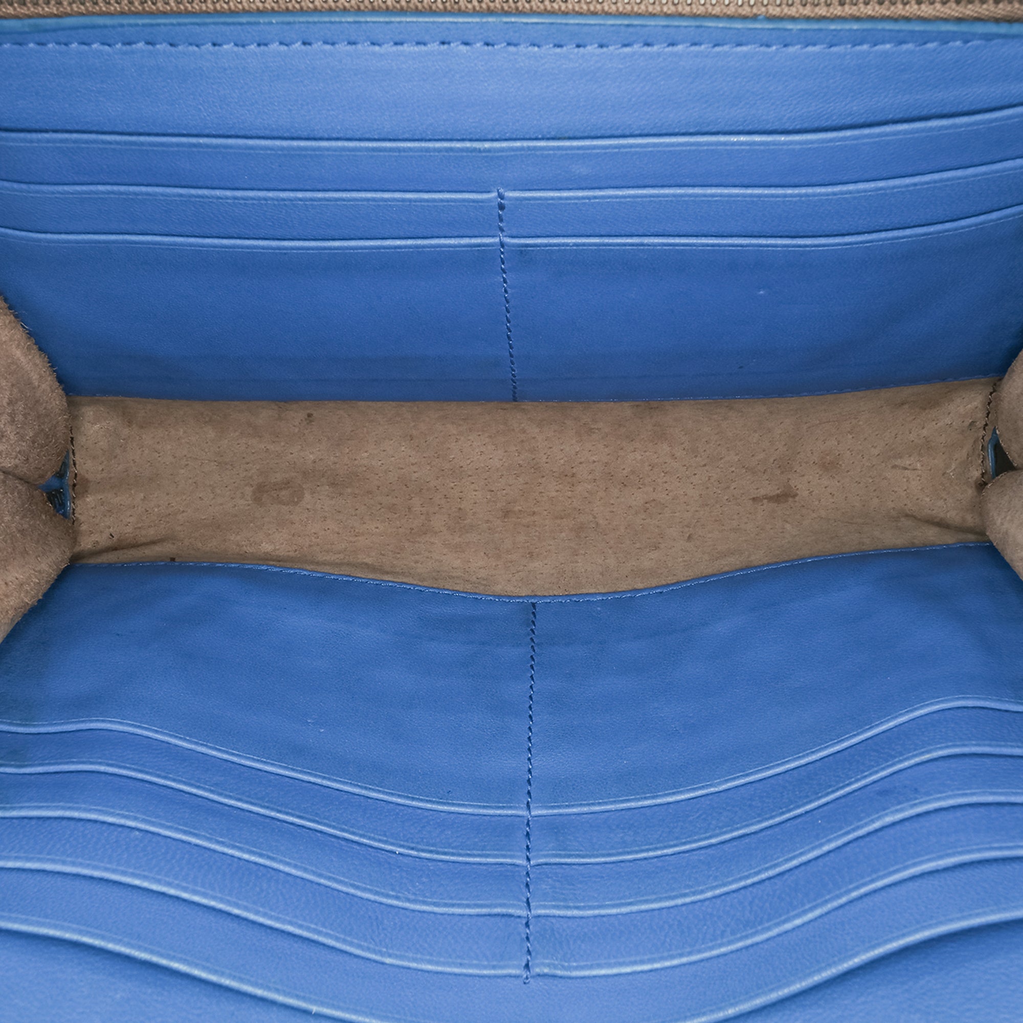 Bottega Veneta | Pre-Owned Nappa Intrecciato Zip Around Wallet On Chain | Blue