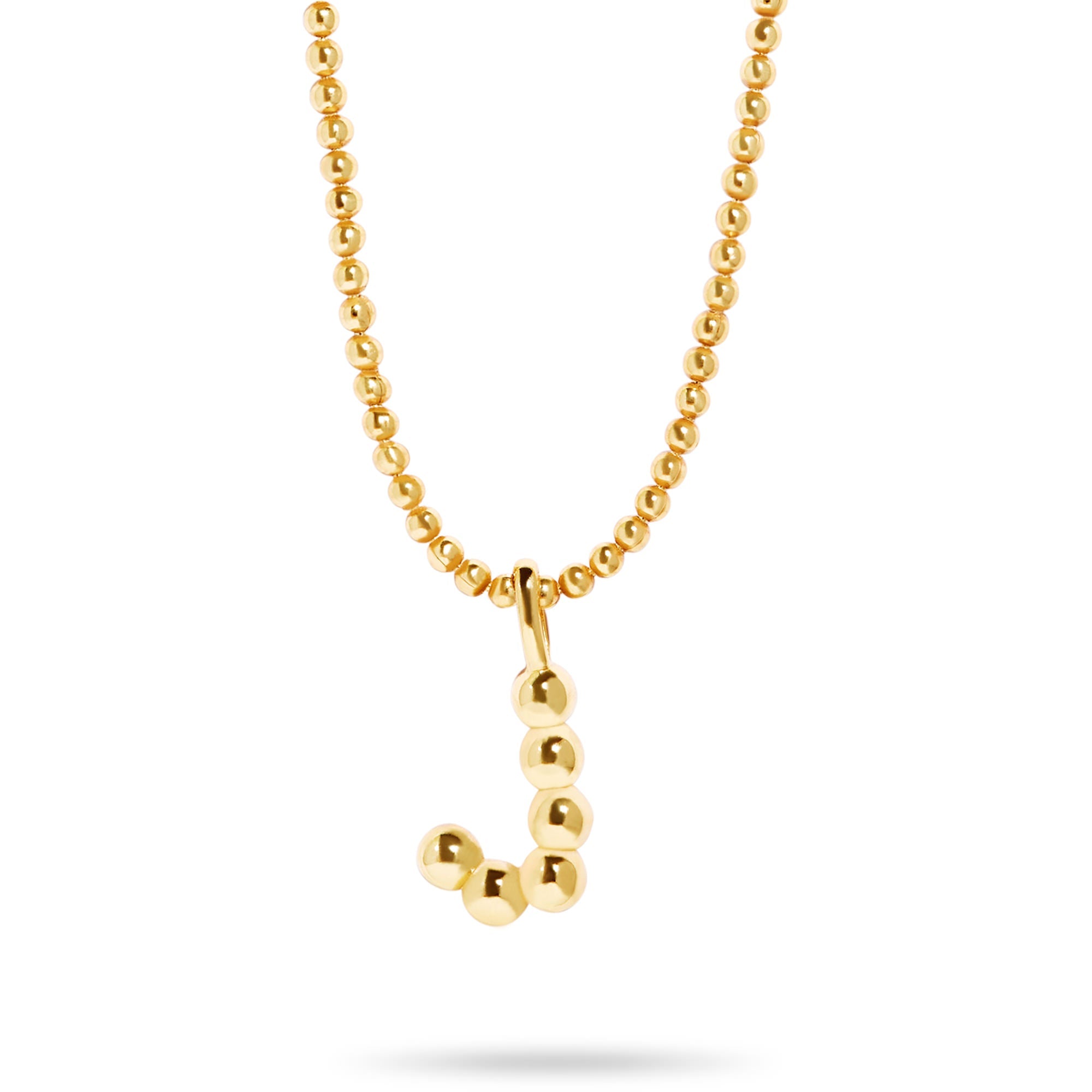 Stone and Strand Gold Vermeil Mochi Donut Initial Necklace Close Up J Image