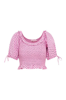 Molly Cotton Bow Puff Sleeve Top | Classic Pink