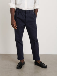 Men | Long Inseam Standard Pleated Pant | Chino Dark Navy