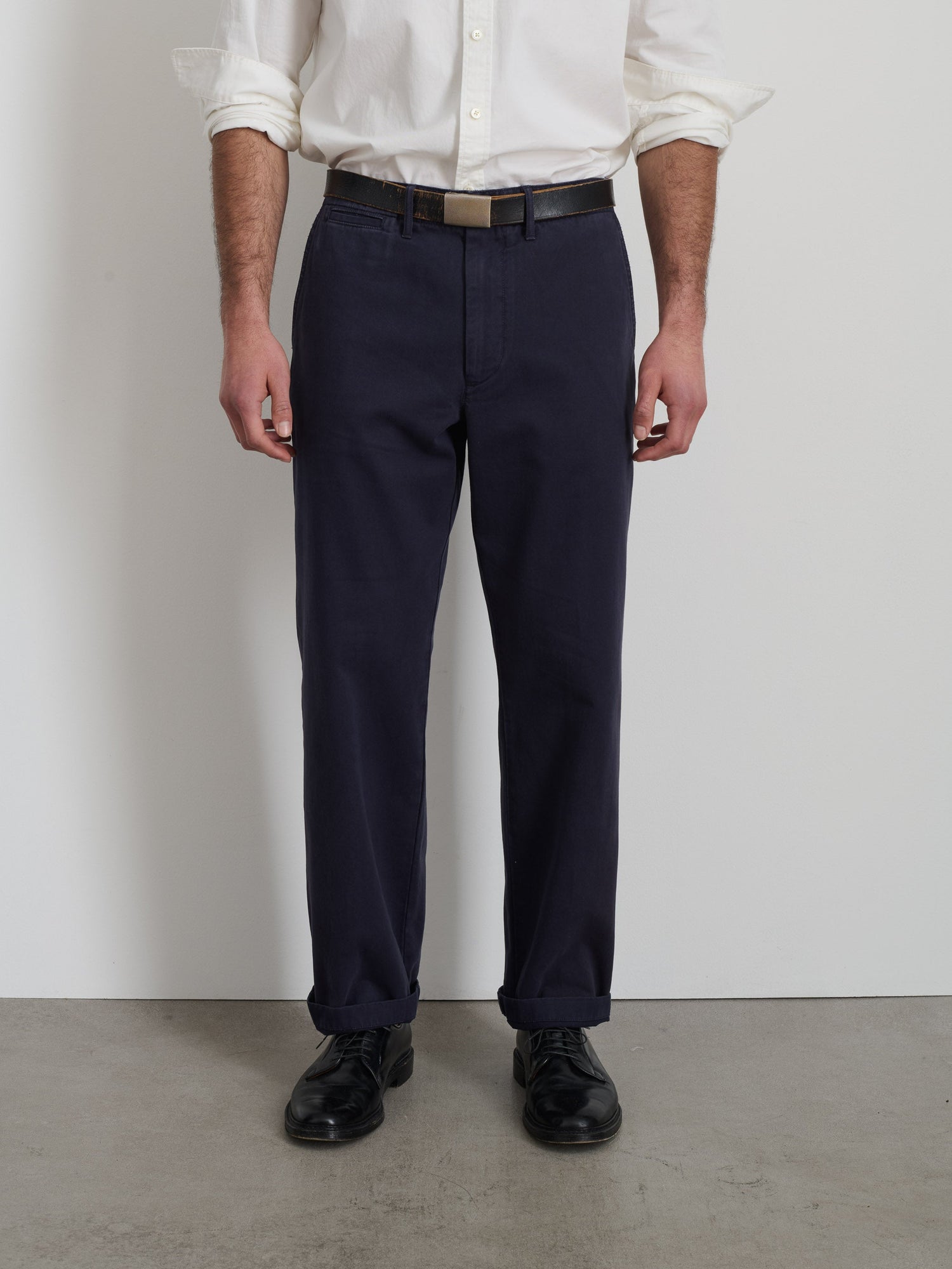 Men | Long Inseam Straight Leg Pant | Vintage Washed Chino Dark Navy