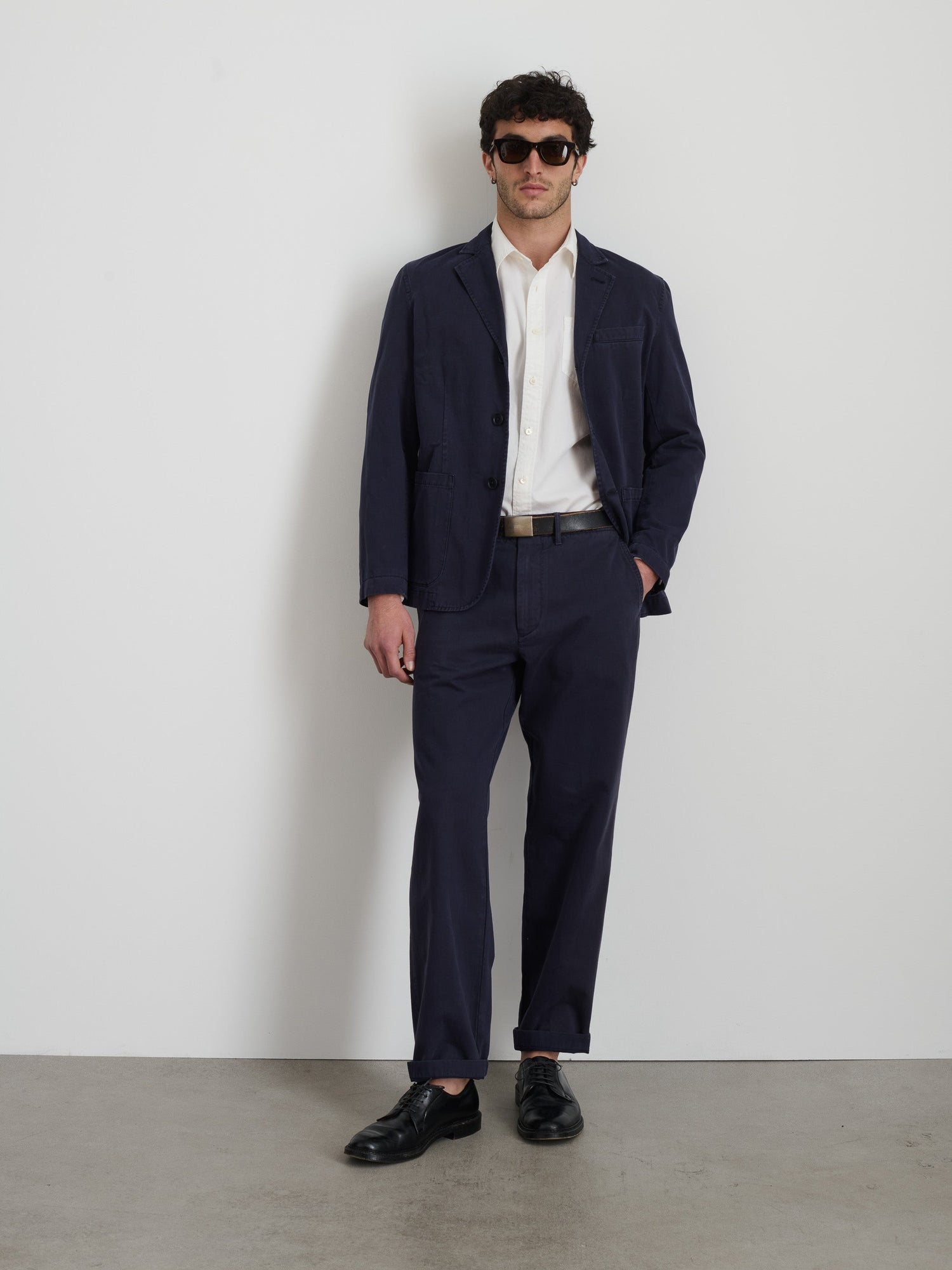 Men | Long Inseam Straight Leg Pant | Vintage Washed Chino Dark Navy